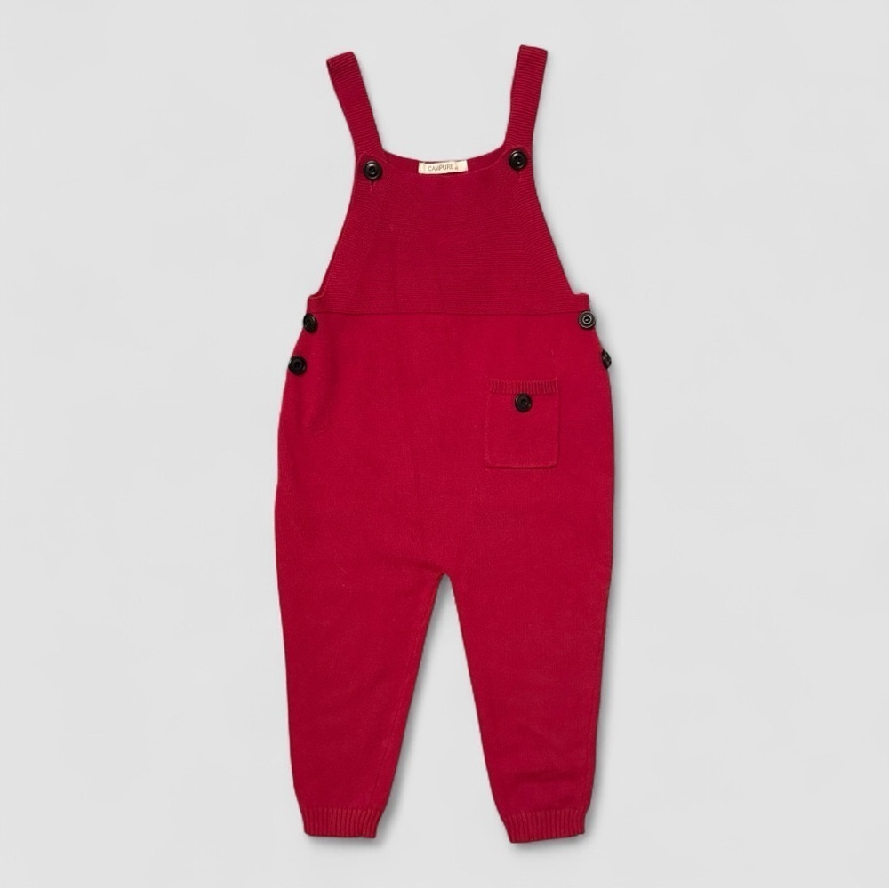 Kids Luxurious Soft Knit Red Campure Overalls Toddler Size 4 NWOT